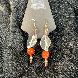 Vintage carnelian and glass bead earrings.
